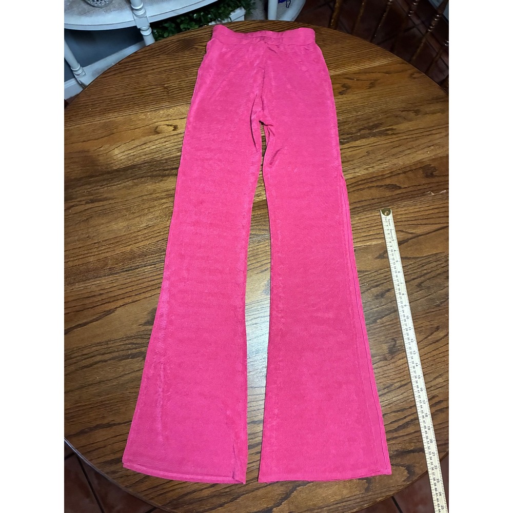 Lucy in the Sky Hot Pink High Waisted Flare Bell Bottom Pants Side Slit Small - Picture 7 of 8